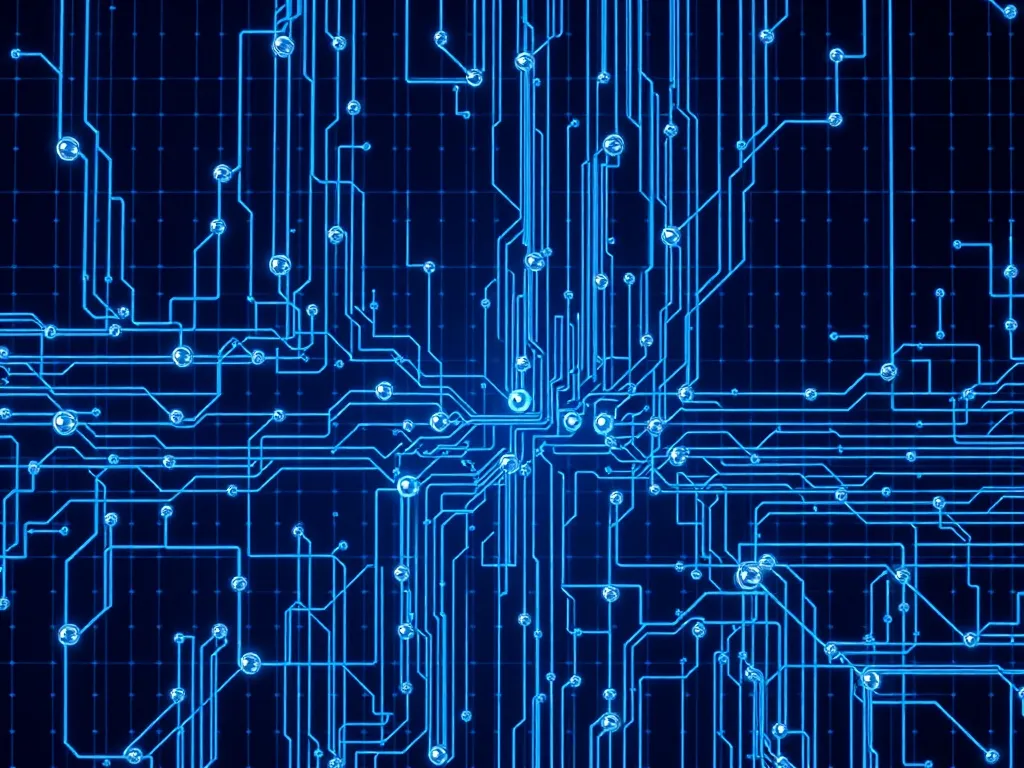A technical top-down view of a digital grid with blue lines
