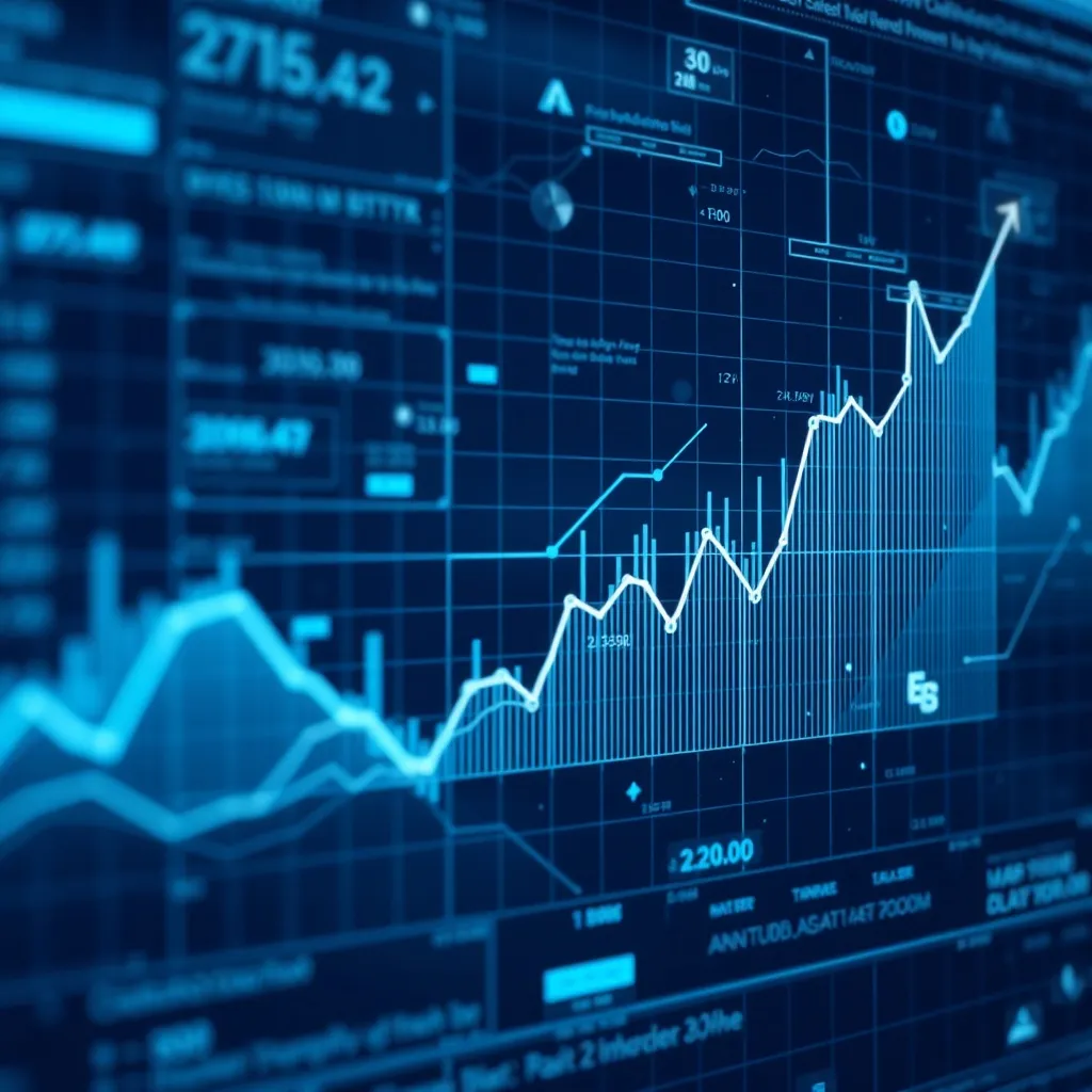 Abstract technical visualization of data streams and financi