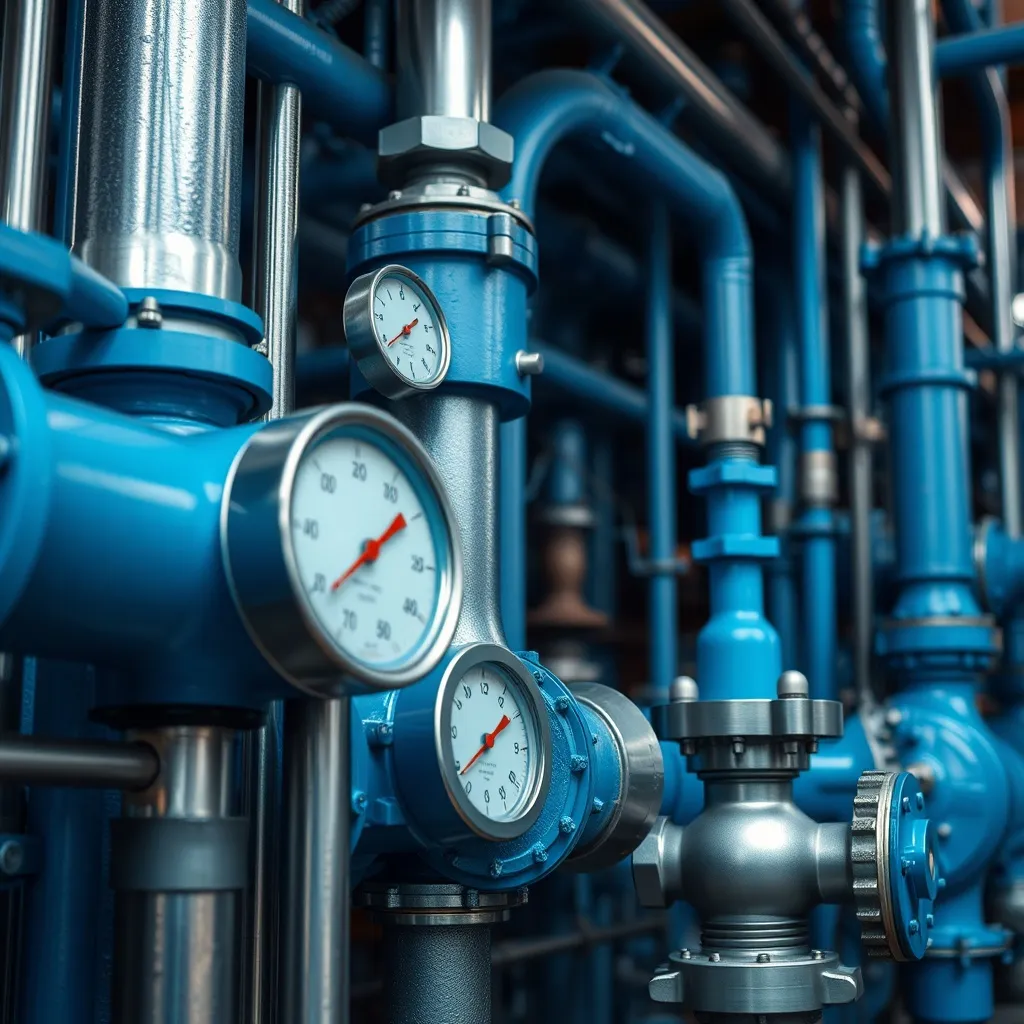 A detailed technical close-up of industrial infrastructure i