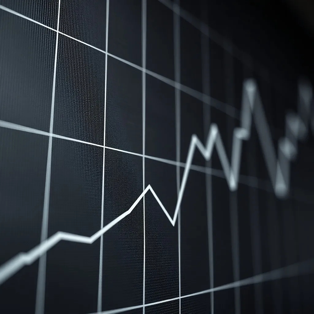 Close up of a professional financial graph showing upward tr